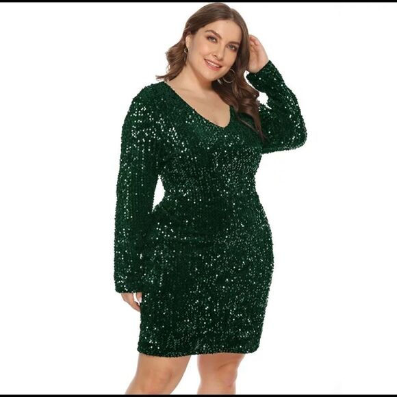 Sequins Plus Size Dress  - Picture 1 of 5